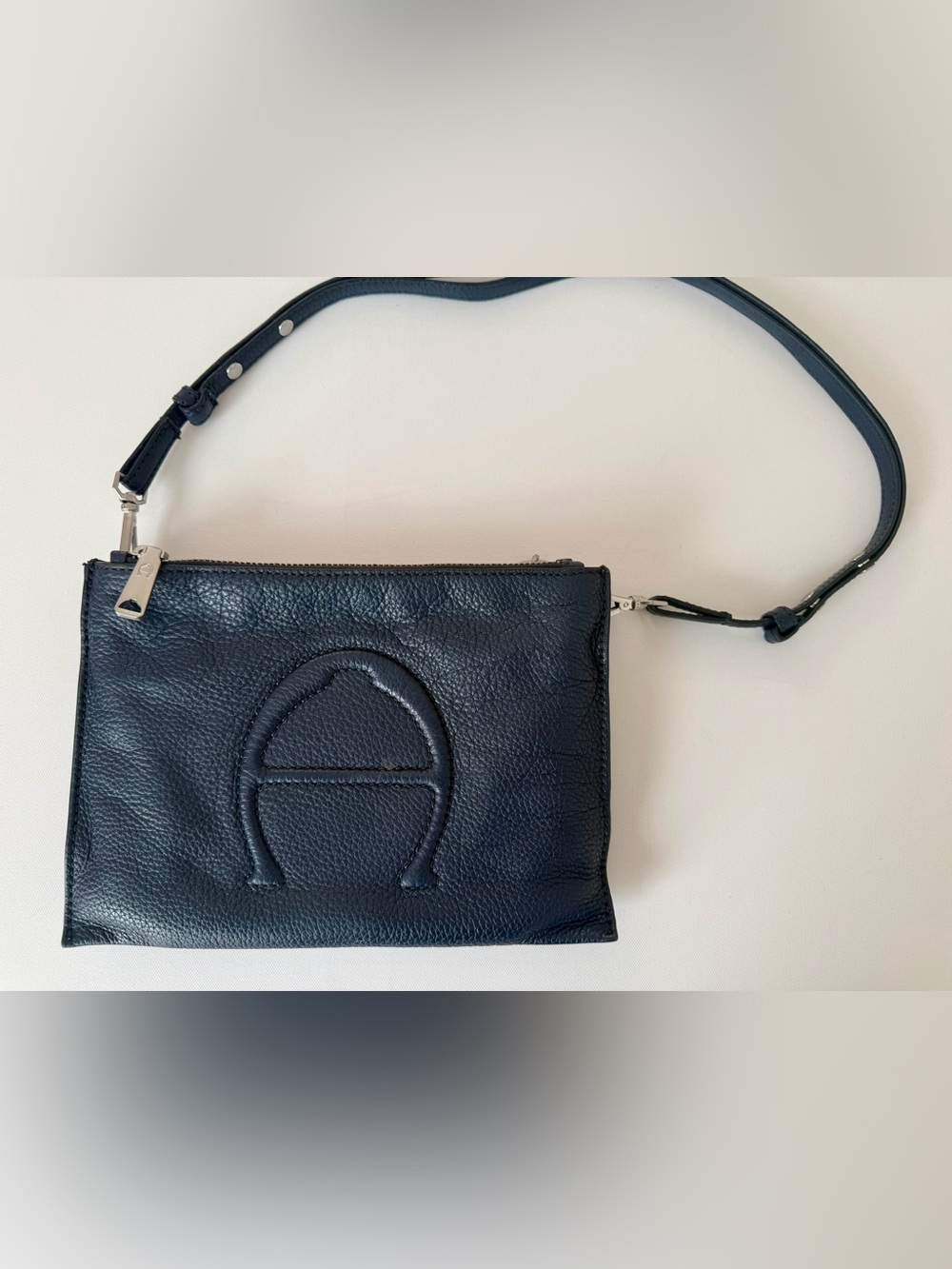 Etienne Aigner Navy Blue Pebbled Leather Crossbody Bag Classic #etienneaigner